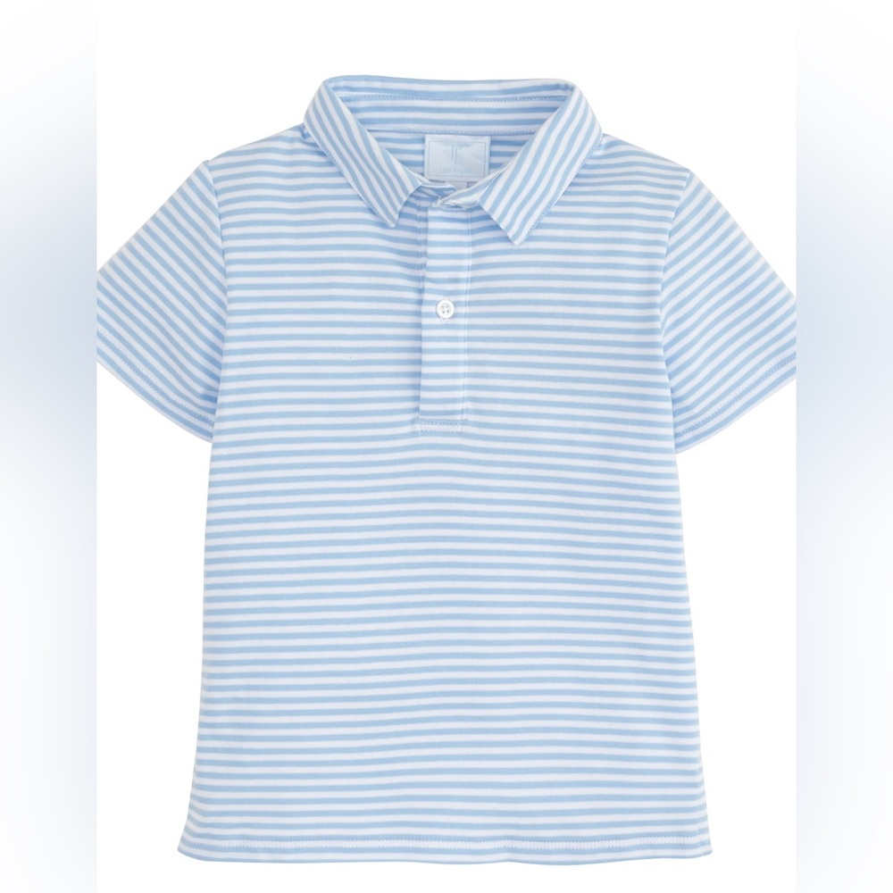 Short Sleeve Light Blue Stripe Polo by Little English